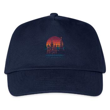 Neon Moskau Skyline Retro - Kinder Basecap - Navy - Vorne