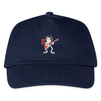 Frosch spielt E-Gitarre mit Kopfhörern - Kinder Basecap - Navy - Vorne