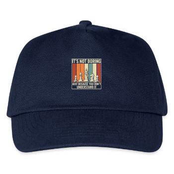 Schach ist nicht langweilig – Retro Strategie Desi - Kinder Basecap - Navy - Vorne