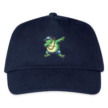 Grüner Street-Frosch mit Goldkette Dabbing - Kinder Basecap - Navy - Vorne