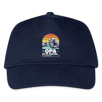 Opa Bitte Warten Baby Großvater Pops Großeltern - Kinder Basecap - Navy - Vorne