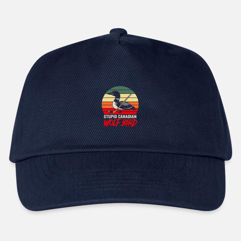 Retro Sunset Loon Hockeyvogel-Design - Kinder Basecap - Navy