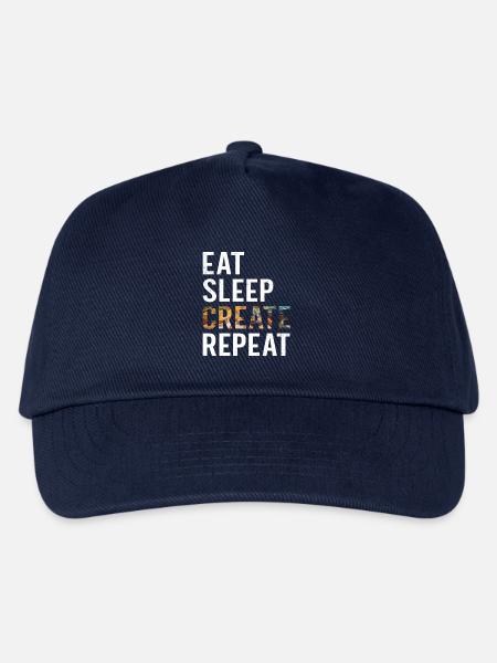 Funny Artist Painter Eat Sleep Create Repeat Draw - Kinder Basecap - Navy