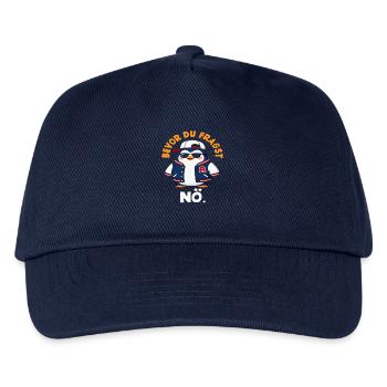 Bevor du fragst Nö Pinguin Spruch - Kinder Basecap - Navy - Vorne