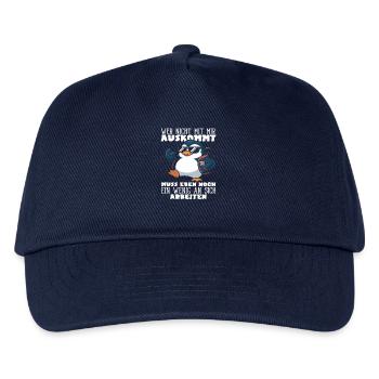 Wer nicht mit mir auskommt Pinguin Spruch - Kinder Basecap - Navy - Vorne
