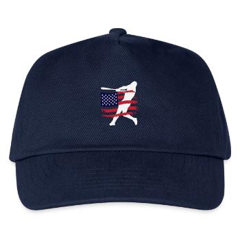 USA Flagge Baseball Spieler Silhouette - Kinder Basecap - Navy - Vorne