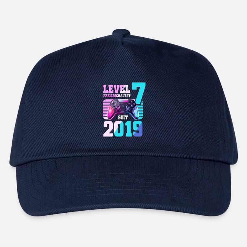 7. Geburtstag Junge Mädchen 2019 Gaming Level 7 - Kinder Basecap - Navy
