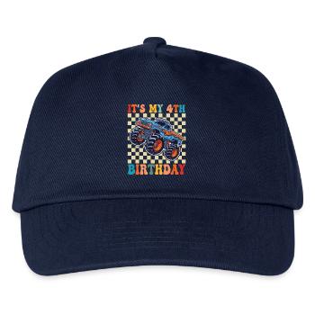 4ter Geburtstag Monstertruck - Kinder Basecap - Navy - Vorne