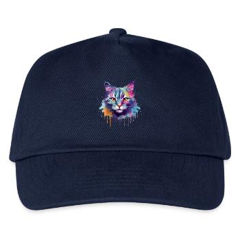 Colorful Splash Art Australian Mist Cat Face - Kids’ Baseball Cap - navy - Front