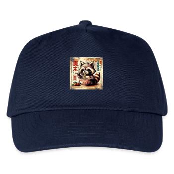 Waschbär Ramen Vintage Poster Style - Kinder Basecap - Navy - Vorne