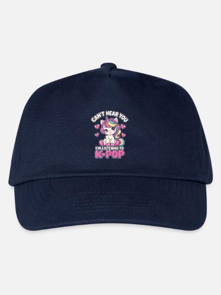K-Pop Einhorn Can't Hear You Musik Shirt - Kinder Basecap - Navy