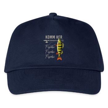 Komm her Fischi Angler Rute Barsch Wasser - Kinder Basecap - Navy - Vorne