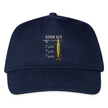 Komm her Fischi Angler Rute Hecht Wasser - Kinder Basecap - Navy - Vorne