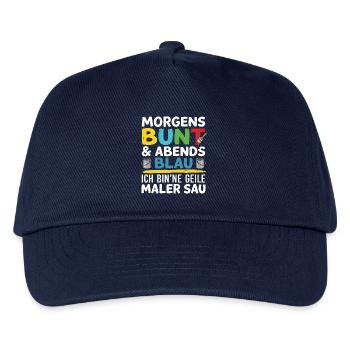 Morgen bunt, Abend blau Malerspruch - Kinder Basecap - Navy - Vorne
