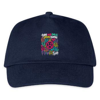 Frown – Traurige Gesichter im Graffiti-Stil BUNT - Kinder Basecap - Navy - Vorne