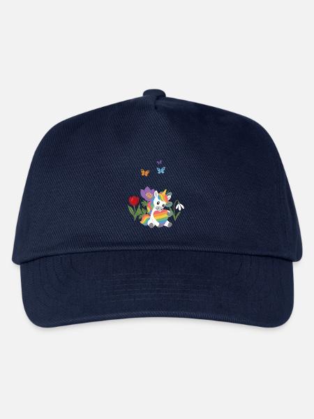 Blumengeschenk · Einhorn Regenbogenherz · Blumen - Kinder Basecap - Navy
