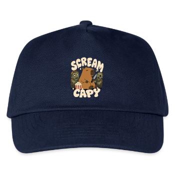 Capybara mit Zombies – Scream Capy - Kinder Basecap - Navy - Vorne