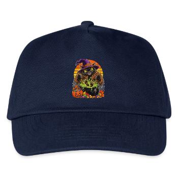 Hexenkatze im Hexenkessel Halloween - Kinder Basecap - Navy - Vorne