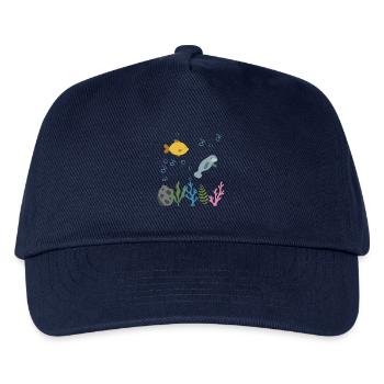 Fisch Unterwasser Kinder Seekuh Meeresleben - Kinder Basecap - Navy - Vorne