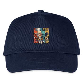 Alle Katzen sind streichelbar, manche nur einmal lustige Katze - Kinder Basecap - Navy - Vorne