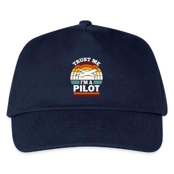Trust me I'm a Pilot with Airplane Flugzeug Pilot - Kinder Basecap - Navy - Vorne