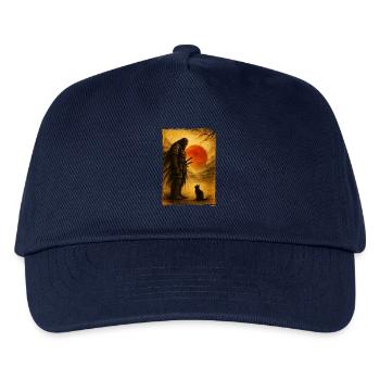 Samurai Bigfoot, Japanisch Grafik, Schwarze Katze - Kinder Basecap - Navy - Vorne