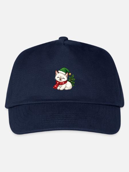Weiße Katzen-Elfenhut-Weihnachten - Kinder Basecap - Navy