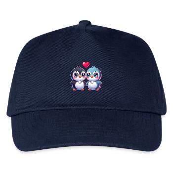 Pinguin Liebe Valentinstag Herz Freundschaft - Kinder Basecap - Navy - Vorne