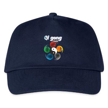 Yin Yang Fünf Elemente Qi Gong Fieber Design - Kinder Basecap - Navy - Vorne