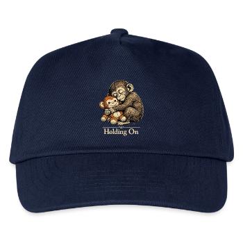 Punch Macaque Holding On Emotional Monkey Plush - Kids’ Baseball Cap - navy - Front