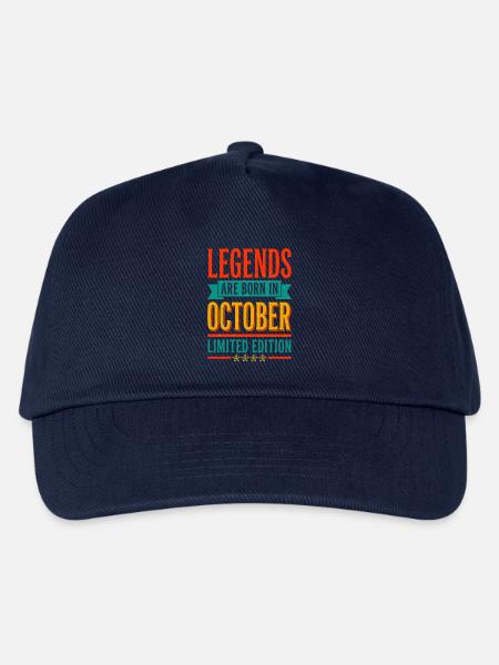 Legends are born in October Birthday in Oktober - Kinder Basecap - Navy