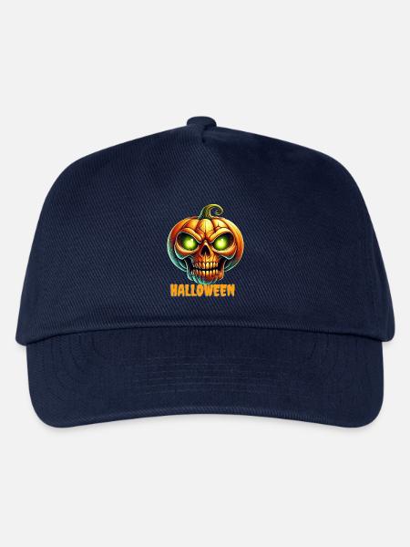 Neon Kürbis Schädel Halloween - Kinder Basecap - Navy