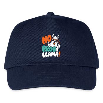 Lama mit Peace-Zeichen – No Prob Llama - Kinder Basecap - Navy - Vorne
