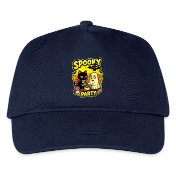 🎃 Gruselige Party – Halloween 2 Katzen-Hund-Eule - Kinder Basecap - Navy - Vorne