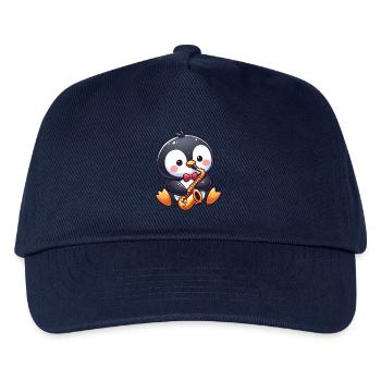 Pinguin Jazz Saxofon Saxofonist Musik - Kinder Basecap - Navy - Vorne