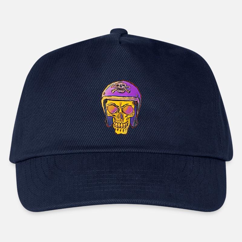 Skull with skull helmet - Kids’ Baseball Cap - navy