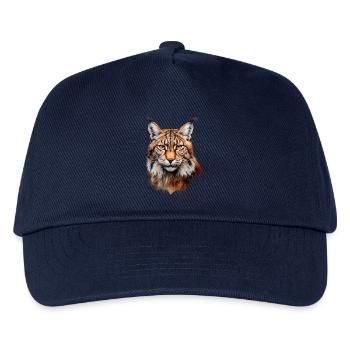 Luchs Portrait – Wildtier Design - Kinder Basecap - Navy - Vorne
