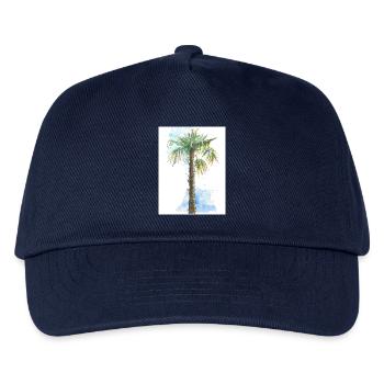 Mediterrane Palme - Auarell Federzeichnung - Kinder Basecap - Navy - Vorne