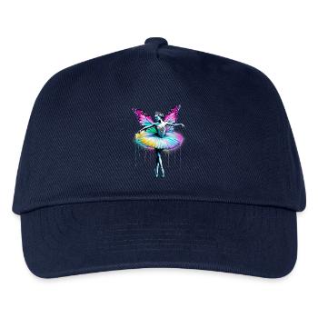 Ballerina mit Schmetterlingsflügeln, Schmetterlingen, Tutu - Kinder Basecap - Navy - Vorne
