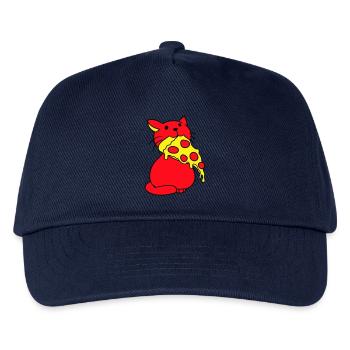 Katze Isst Salami Pizza Hunger Fast Food Essen - Kinder Basecap - Navy - Vorne