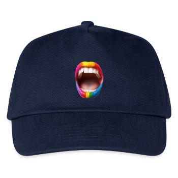 Mund mit Regenbogen Lippenstift - Kinder Basecap - Navy - Vorne