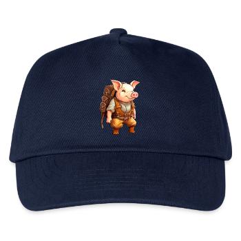 Schweinchen Wandern / Bergsteiger Schweinchen - Kinder Basecap - Navy - Vorne