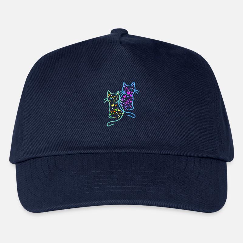 Frühling Sommer Katzen Katze Schmetterlinge - Kinder Basecap - Navy