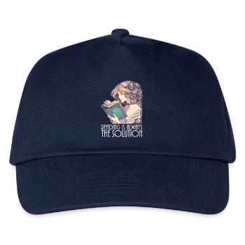 Book Books Reading Wife Solution Funny Gift - Kids’ Baseball Cap - navy - Front