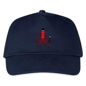 Kraken Mr. Sir Zylinder Hut Monokel Brille reich - Kinder Basecap - Navy - Vorne