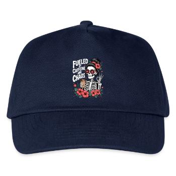 Mutter Koffein Mutter Skelett Kaffee - Kinder Basecap - Navy - Vorne