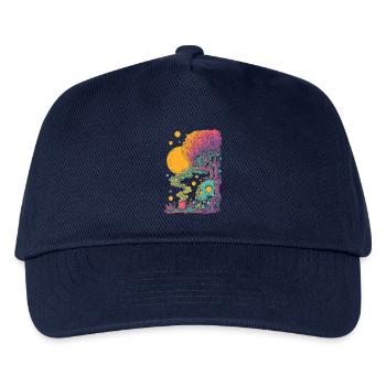 Psychedelischer Baumskull im Kosmos - Kinder Basecap - Navy - Vorne