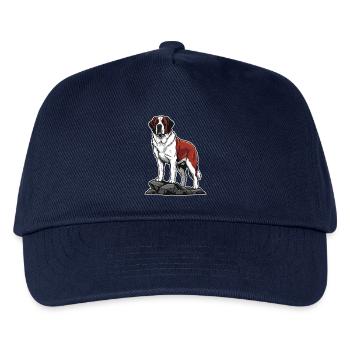 Retter des Sankt-Bernhardiner-Hundeporträts auf dem Felsen - Kinder Basecap - Navy - Vorne