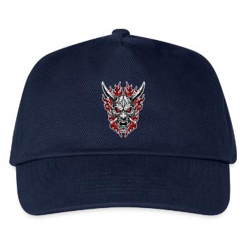 Oni-Maske Höllenporträt Rot Schwarz - Kinder Basecap - Navy - Vorne