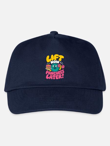Lift Now Pancakes Later Fitness Humor - Kinder Basecap - Navy